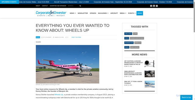Security scan screenshot of https://www.corporatejetinvestor.com/news/everything-you-need-to-know-about-wheels-up-897/