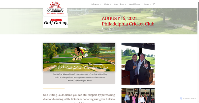 Security scan screenshot of https://cancersupportphiladelphia.org/golf-outing/