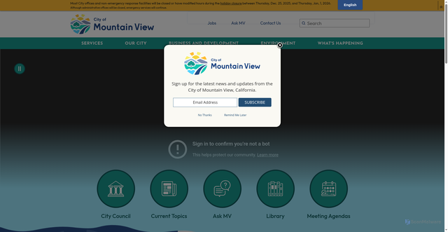 Security scan screenshot of https://www.mountainview.gov/