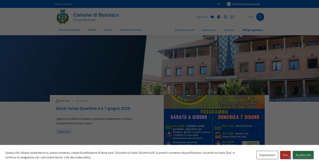 Security scan screenshot of https://www.comune.beinasco.to.it