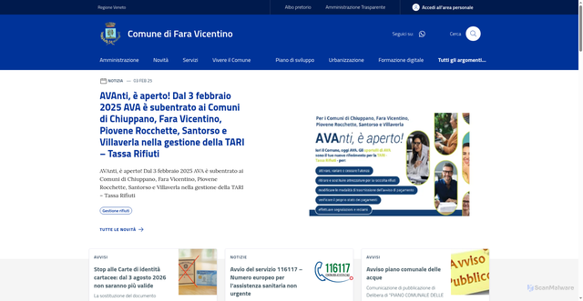 Security scan screenshot of https://www.comune.faravicentino.vi.it/
