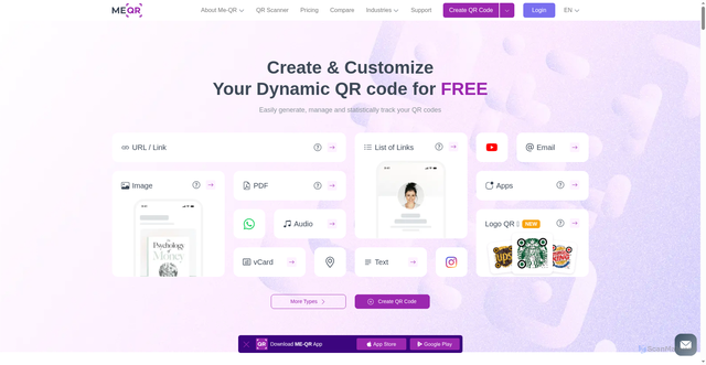 Security scan screenshot of https://q.me-qr.com