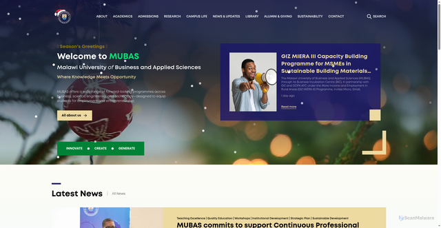 Security scan screenshot of https://www.mubas.ac.mw/