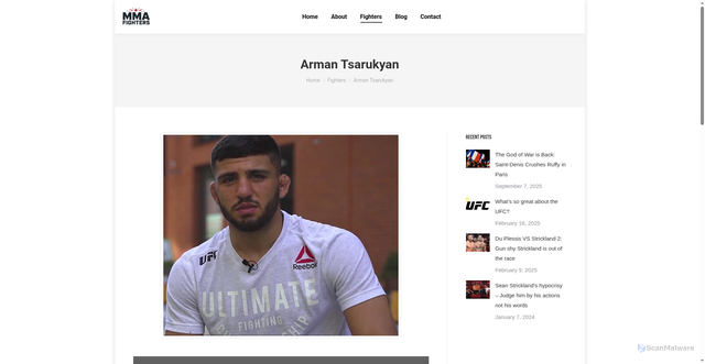 Security scan screenshot of https://www.mmafighters.co.uk/fighters/arman-tsarukyan/
