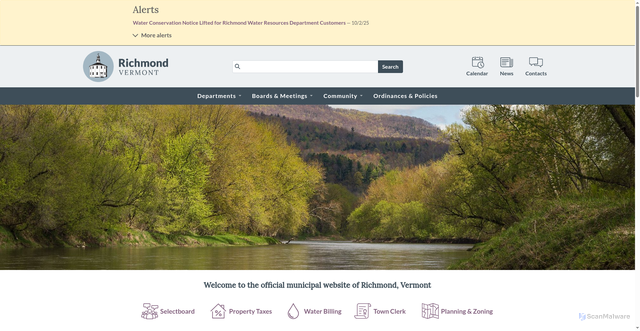Security scan screenshot of https://www.richmondvt.gov/