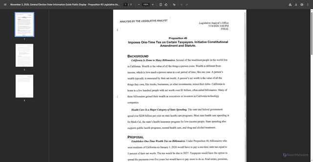 Security scan screenshot of https://elections.cdn.sos.ca.gov/public-display/prop-40-leg-analysis.pdf