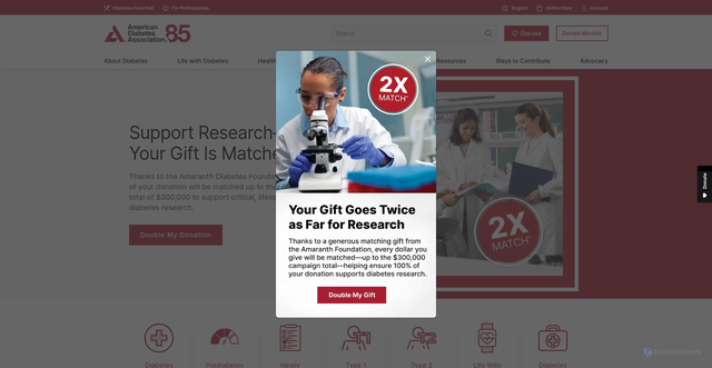 Security scan screenshot of https://diabetes.org