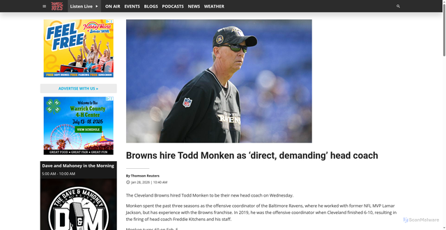 Security scan screenshot of https://wabx.net/2026/01/28/reports-browns-hiring-todd-monken-as-head-coach/