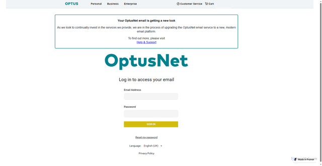Security scan screenshot of https://optusnet.framer.ai/