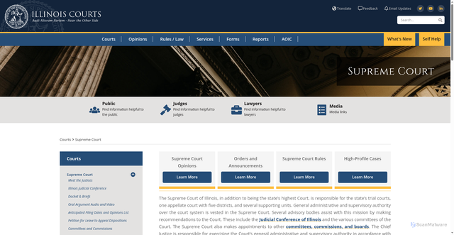 Security scan screenshot of https://www.illinoiscourts.gov/courts/supreme-court/