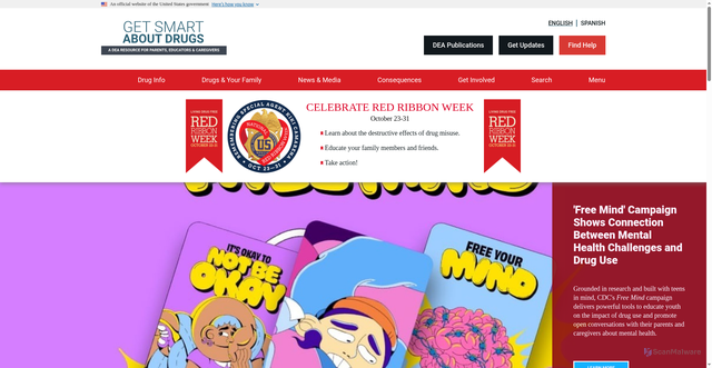 Security scan screenshot of https://getsmartaboutdrugs.gov/