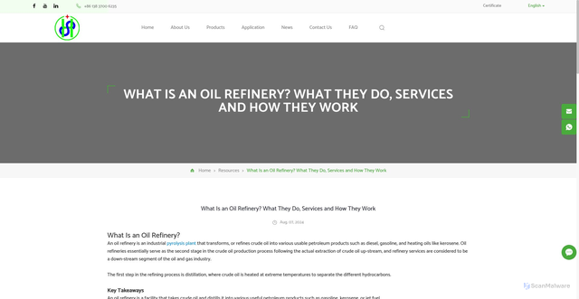 Security scan screenshot of https://www.sihaienergytech.com/resources/what-is-an-oil-refinery-what-they-do-services-and-how-they-work.html
