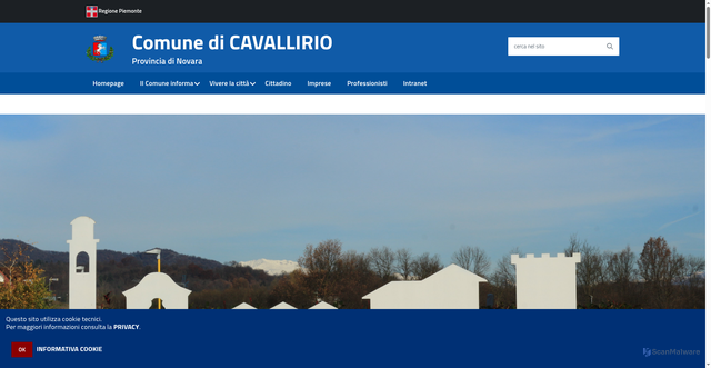 Security scan screenshot of https://comune.cavallirio.novara.it/hh/index.php
