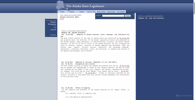 Security scan screenshot of https://www.akleg.gov/basis/statutes.asp