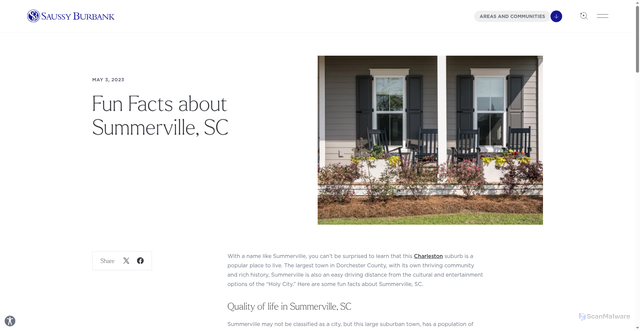 Security scan screenshot of https://saussyburbank.com/fun-facts-summerville-sc/