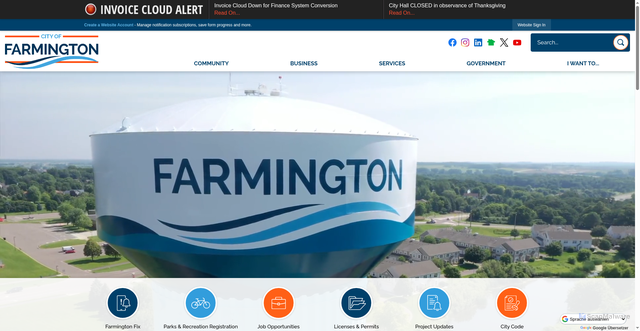 Security scan screenshot of https://farmingtonmn.gov/