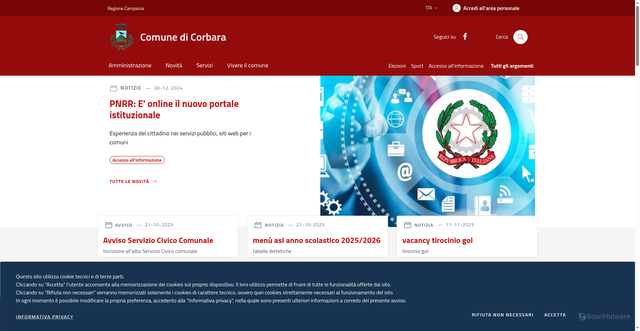 Security scan screenshot of https://www.comune.corbara.sa.it/
