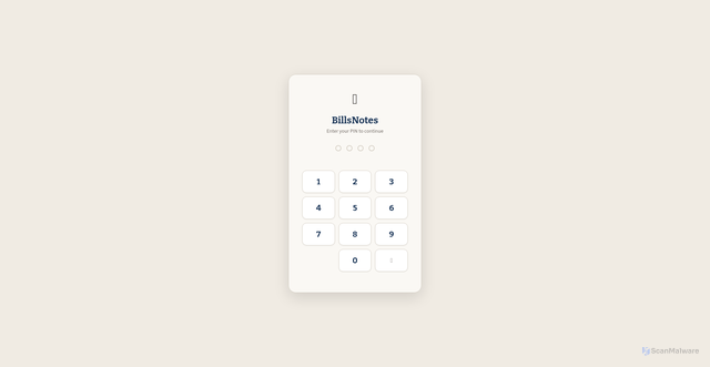 Security scan screenshot of https://billsnotes.com/