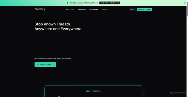 Security scan screenshot of https://threater.com