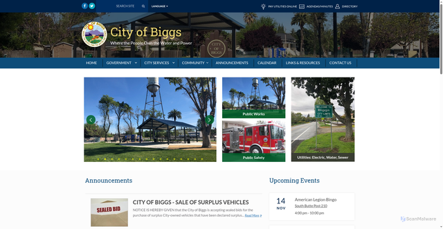 Security scan screenshot of https://www.biggs-ca.gov/