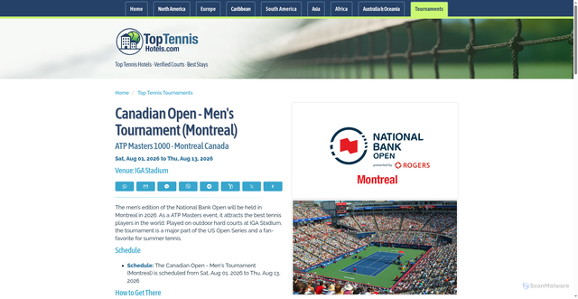 Security scan screenshot of https://toptennishotels.com/tennis-tournament/national-bank-open-montreal