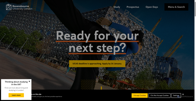 Security scan screenshot of https://www.ravensbourne.ac.uk/