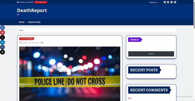 Security scan screenshot of https://deathreportnews.site/788-2/