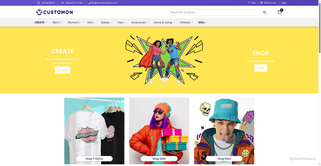 Security scan screenshot of https://www.customon.com