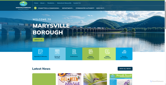 Security scan screenshot of https://marysvilleboroughpa.gov/