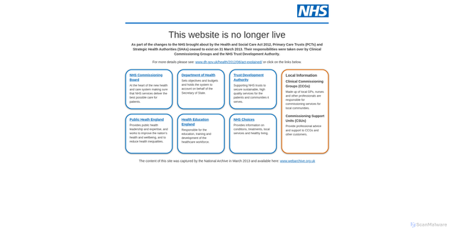 Security scan screenshot of http://www.northstaffordshire.nhs.uk/