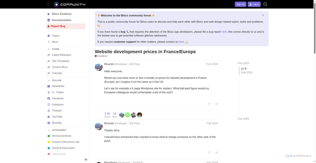 Security scan screenshot of https://forum.blocsapp.com/t/website-development-prices-in-france-europe/22268