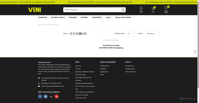 Security scan screenshot of https://venifutbol.com/collections/puma-firm-ground-fg