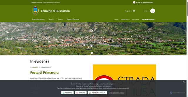 Security scan screenshot of https://www.comune.bussoleno.to.it