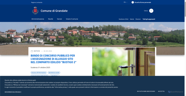 Security scan screenshot of https://www.comune.grandate.co.it/