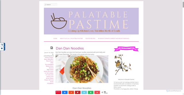 Security scan screenshot of https://palatablepastime.com/2024/01/14/dan-dan-noodles/