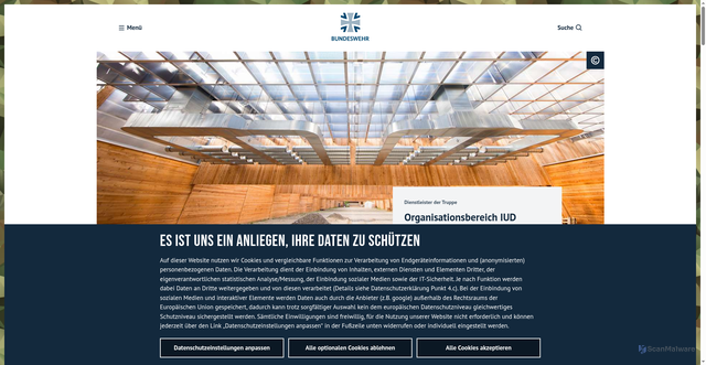 Security scan screenshot of https://www.bundeswehr.de/de/organisation/infrastruktur-umweltschutz-und-dienstleistungen