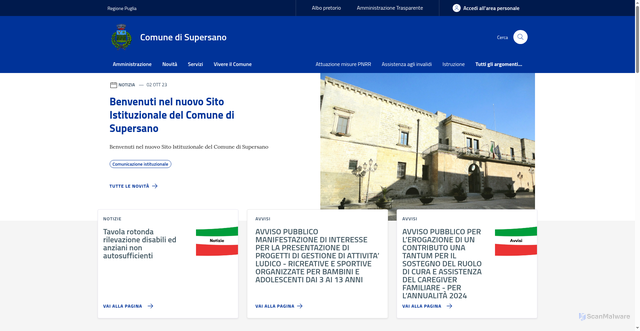Security scan screenshot of https://www.comunedisupersano.le.it/