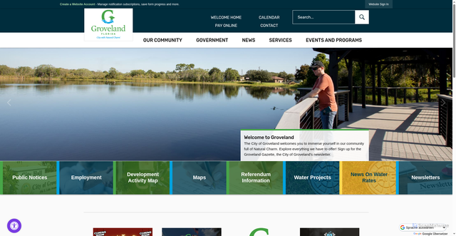 Security scan screenshot of https://groveland-fl.gov/