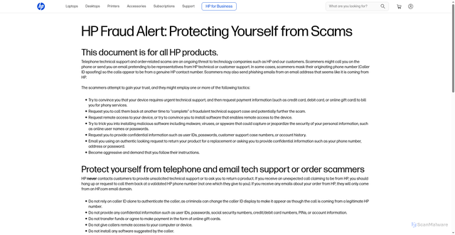 Security scan screenshot of https://hp-printer-support-us.online