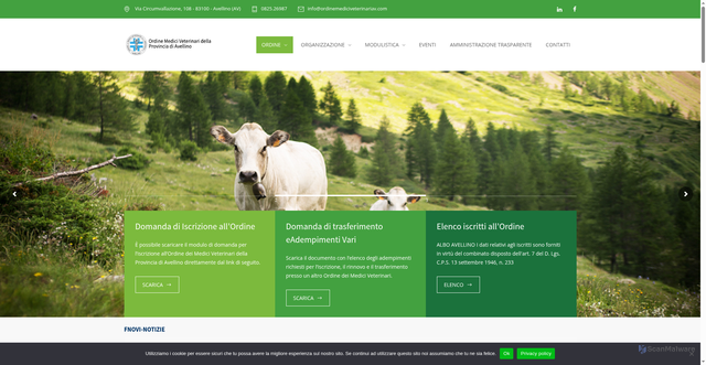 Security scan screenshot of https://www.ordinemediciveterinariav.com