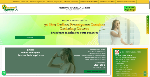 Security scan screenshot of https://rishikulyogshalaonline.com/online-courses/50-hour-online-pranayama.php