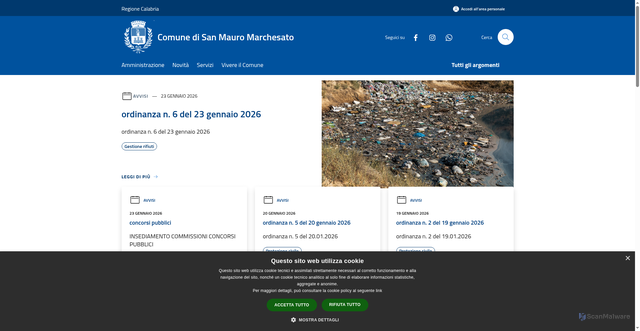 Security scan screenshot of https://www.comune.sanmauromarchesato.kr.it/it