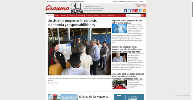 Security scan screenshot of https://www.granma.cu
