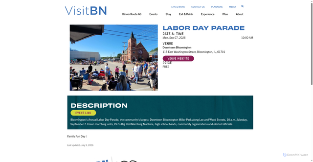 Security scan screenshot of https://visitbn.org/events/labor-day-parade/?id=6a4fac8f894bf3b87a453b1e