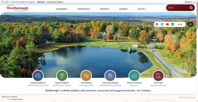 Security scan screenshot of https://westboroughma.gov/
