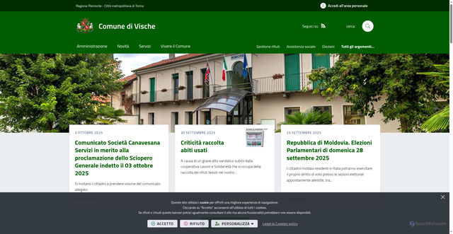Security scan screenshot of https://www.comune.vische.to.it/it-it/home