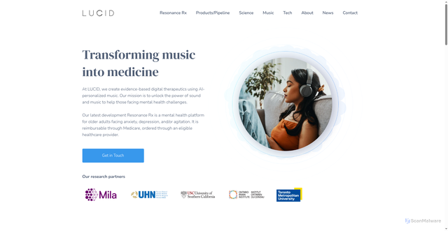 Security scan screenshot of https://www.lucidtherapeutics.com/