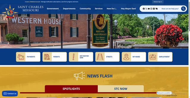 Security scan screenshot of https://stcharlescitymo.gov/