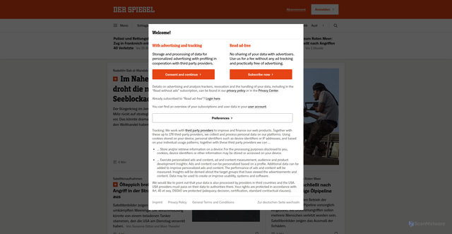 Security scan screenshot of https://www.spiegel.de