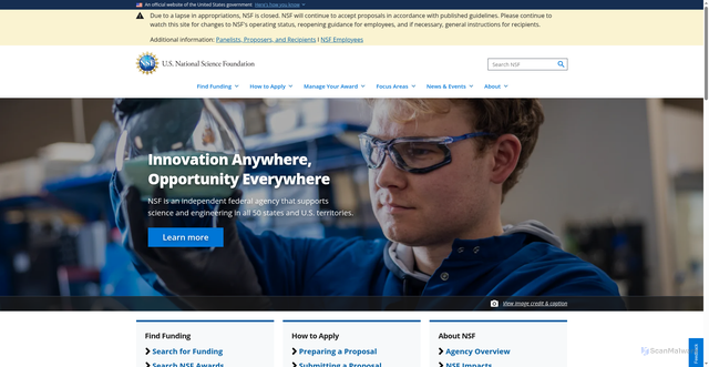 Security scan screenshot of https://www.nsf.gov/